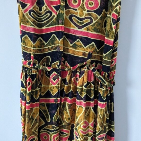 Vibrant Tribal Print Maxi Dress by Jewels - Rayon Fabric - Estimated - Picture 3 of 6